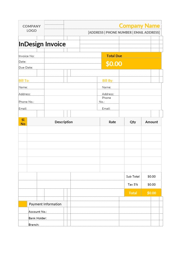 Indesign Invoice Template PSD template